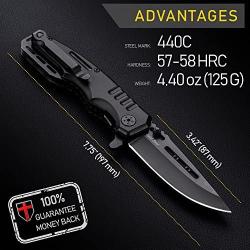 Spring Assisted Knife - Pocket Folding Knife - Military Style - Boy Scouts Knife - Tactical Knife - Good for Camping Hunting Survival Indoor and Outdoor Activities Mens Gift 6681