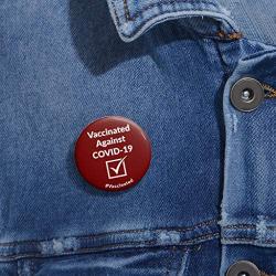 COVID Vaccine Pins (5-Pack Red) - Ive Been Vaccinated Against COVID-19 Button For Doctors, Nurses, Hospitals (1.25'')