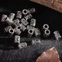 Yahpetes Hair Beads 24 Pcs Viking Rune Beads Sliver Norse Rings 0.51'' Norse Rings Original Viking Runes Charms Beads for Bracelets Paracord Pendant Necklace DIY for Beard Hair