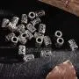 Yahpetes Hair Beads 24 Pcs Viking Rune Beads Sliver Norse Rings 0.51'' Norse Rings Original Viking Runes Charms Beads for Bracelets Paracord Pendant Necklace DIY for Beard Hair