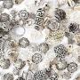 100 Piece Unique Metal Beads, Silver Color Assortment