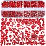 TecUnite 2000 Pieces Flat Back Gems Round Crystal Rhinestones 6 Sizes (1.5-6 mm) with Pick Up Tweezer and Rhinestones Picking Pen for Crafts Nail Face Art Clothes Shoes Bags DIY (Red)