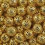 AMZ Beads - Package of 200! Gold or Silver Plated Hollow Filigree Round Ball Metal Spacer Beads for Jewelry Making DIY Craft Projects (8MM) (Gold)