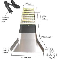 Complete Gold Mining Kit; Folding 50 inch Gold Sluice Box; Gold Prospecting Equipment; Rock Pick Hammer; Gold Classifiers; Pay Dirt Scoop; Crevice Tools and More