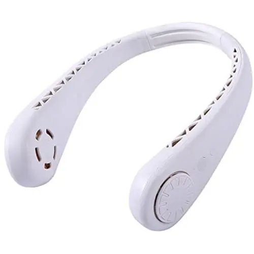 Gootopal Portable Neck Fan, Rechargeable, Hands Free Bladeless Personal Fan, Mini Fan, Hanging Fan, USB Rechargeable Battery, Wearable Leafless Fan White Gootopal Portable Neck Fan, Rechargeable, Hands Free Bladeless Personal Fan, Mini Fan, Hanging Fan, USB Rechargeable Battery, Wearable Leafless Fan White