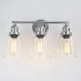 Corlaceling Bathroom Vanity Light Brushed Nickel, 3-Light Wall Lamp Light Fixtures, Modern Clear Glass Shade Chrome Wall Sconce Lighting for Vanity Mirror, , Kitchen, Hallway, Bedroom