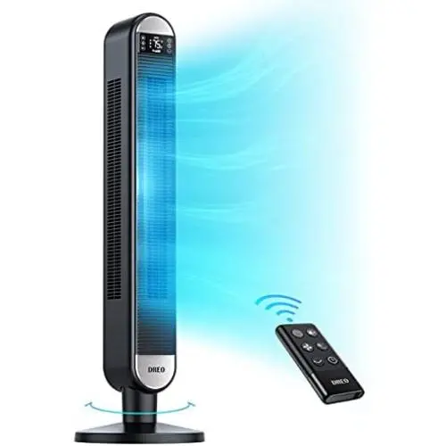 Tower Fan with Remote - Dreo 90° Wide Oscillating Fans for Bedroom, 42 inch, 6 Speeds, 3+1 Modes, Large LED Display, Touch Control, 12H Timer, Quiet Bladeless Floor Fan Standing Fans for Home Office Tower Fan with Remote - Dreo 90° Wide Oscillating Fans for Bedroom, 42 inch, 6 Speeds, 3+1 Modes, Large LED Display, Touch Control, 12H Timer, Quiet Bladeless Floor Fan Standing Fans for Home Office