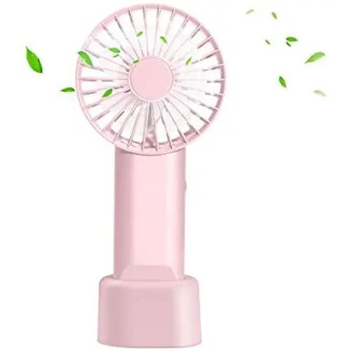 Mini Handheld Fan ,Portable Fan,Speed Adjustable Desk Fan with USB Rechargeable Battery Operated, Cooling Hanging Fan (pink)