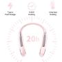 Personal Neck Fan, iHoven Portable Mini USB Bladeless Neck Fan, 20Hrs Play 9000mah Rechargeable Handfree Neckband Hanging Fans, No Curly Hair Wearable Necklace for Camping Hiking Outdoor Travel (Pink)