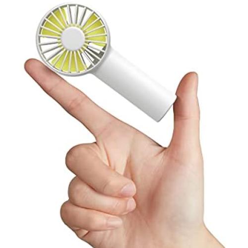 JISULIFE Mini Fan Battery Operated Handheld Fan with 2000 mAh Battery or USB Powered Personal Mini Fan,3 Speeds,Enhanced Airflow, Rechargeable Quiet Pocket Fan for Home,Outdoor-White