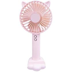 Mini Handheld Fan,Quiet Personal Portable Fan with 3 Speed, Small Desk Fan with USB Rechargeable Battery, Multifunction USB Fan with Night Light,Table Fan With Base to Put the Phone,for Outdoor,Travel, School, Home, Office (Pink)