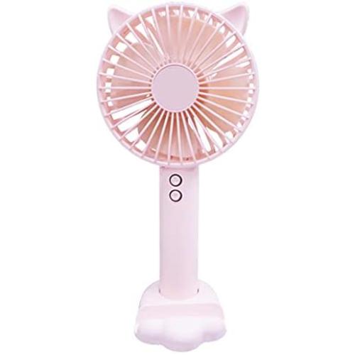 Mini Handheld Fan,Quiet Personal Portable Fan with 3 Speed, Small Desk Fan with USB Rechargeable Battery, Multifunction USB Fan with Night Light,Table Fan With Base to Put the Phone,for Outdoor,Travel, School, Home, Office (Pink)