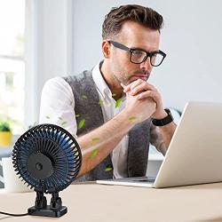 JZCreater USB Desk Fan, 3 Speeds Desktop Table Cooling Fan in Single Button , Head Rotation Strong Wind, Quiet Mini USB Personal Fan for Home Desktop Office Table，Black