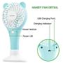 Tonyhoney Mini Handheld Portable Fan Hand Held Personal Fan Rechargeable Battery Operated Powered Cooling Desktop Electric Fan, 2000mAh Battery 2 Modes for Home Office Travel Outdoor (Blue)