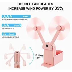 Handheld Mini Fan, 3000mAh Powerbank Portable USB Rechargeable Small Pocket Fan, Battery Operated Fan 15-30 Working hours, 3 Speeds Personal Fan for Women, Girl, Gift, Travel, Outdoor