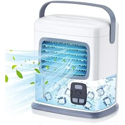 3 in 1 Portable Air Conditioner Fan for Office- Personal Mini Quiet Air Cooler, Evaporative Cooling Humidifier, USB & Batteries, 12h Timer, Adjustable Angles w/ 2 Speeds, Ideal for Home Room Bedroom 3 in 1 Portable Air Conditioner Fan for Office- Personal Mini Quiet Air Cooler, Evaporative Cooling Humidifier, USB & Batteries, 12h Timer, Adjustable Angles w/ 2 Speeds, Ideal for Home Room Bedroom