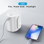 Portable Waist Clip on Fan, Mini Neck Cooling Fan, Multi-Function 3in1, 9600mAh Power Bank With Flash Light, 18000RPM Strong Airflow 3 Speeds, Hand-Free USB Belt Fan for Outdoor Working Fishing White
