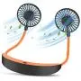 Personal Neck Fan, AUGYMER Portable Hand Free Mini USB Fan Rechargeable 12h Work Hanging Wearable Neckband Fans 5200mAh Battery Operated Camping Travel Indoor Outdoor Necklace Fan (Orange)
