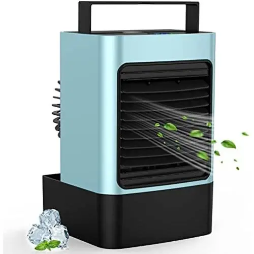 MOVTIP Portable Air Conditioner Fan, Personal Space Air Cooler Mini Evaporative Cooler Quiet Desk Fan, Humidifier Misting Fan for Home Office Bedroom, Blue MOVTIP Portable Air Conditioner Fan, Personal Space Air Cooler Mini Evaporative Cooler Quiet Desk Fan, Humidifier Misting Fan for Home Office Bedroom, Blue