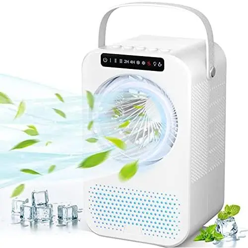Personal Air Cooler, Portable Air Conditioner Fan, Evaporative Mini Cooler Desk Fans with 600ML Water Tank and 3 Speeds, Cooling Mist Humidifier with 8 Colors Night Light for Room/Office/Dorm/Bedroom Personal Air Cooler, Portable Air Conditioner Fan, Evaporative Mini Cooler Desk Fans with 600ML Water Tank and 3 Speeds, Cooling Mist Humidifier with 8 Colors Night Light for Room/Office/Dorm/Bedroom