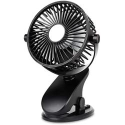 Clip on fan, Stroller Fan for Baby, Mini USB Portable Fan for Bed, Travelling with Rechargeable 2500mA Battery 360° Rotation