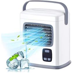 Portable Air Conditioner - 3 IN 1 Air Cooler Humidifier Portable Design W/12H Timer 500ML Capacity Desktop Fan USB Power Supply 2 Speeds Personal Mini Air Cooling Fan for Small Room Office Dorm