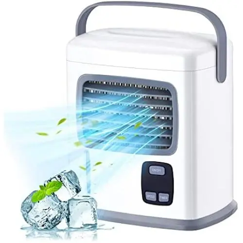 Portable Air Conditioner - 3 IN 1 Air Cooler Humidifier Portable Design W/12H Timer 500ML Capacity Desktop Fan USB Power Supply 2 Speeds Personal Mini Air Cooling Fan for Small Room Office Dorm Portable Air Conditioner - 3 IN 1 Air Cooler Humidifier Portable Design W/12H Timer 500ML Capacity Desktop Fan USB Power Supply 2 Speeds Personal Mini Air Cooling Fan for Small Room Office Dorm