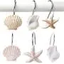 YUKUNTANG Shower Curtain Hooks, 12 Pcs Seashell Anti Rust Decorative Resin Shower Curtain Rings Hooks for Bathroom Bedroom Baby Room Decor YUKUNTANG Shower Curtain Hooks, 12 Pcs Seashell Anti Rust Decorative Resin Shower Curtain Rings Hooks for Bathroom Bedroom Baby Room Decor