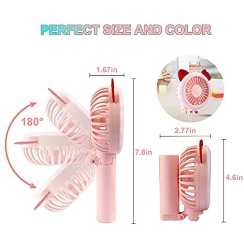 Color : Pink, Size : One Size USB Table Desk Personal Fan Portable Handheld Mini Electric USB Desk Fan with Night Light for Home Office Camping Travel for Home Office Table Color : Pink, Size : One Size USB Table Desk Personal Fan Portable Handheld Mini Electric USB Desk Fan with Night Light for Home Office Camping Travel for Home Office Table