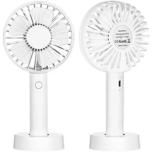 2021 Upgraded Small Desk Mini Fan with Battery Rechargeable, Portable Handheld Personal USB Fan with 3 Speed Strong Wind for Outdoor Activity, Home, Office, Eyelash Fan for Make up (White) 2021 Upgraded Small Desk Mini Fan with Battery Rechargeable, Portable Handheld Personal USB Fan with 3 Speed Strong Wind for Outdoor Activity, Home, Office, Eyelash Fan for Make up (White)