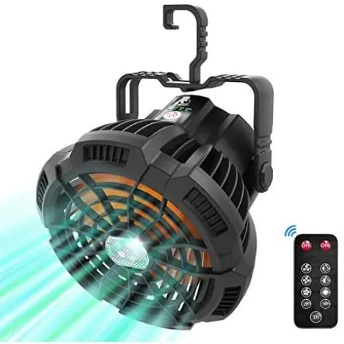 Camping Fan with LED Lights for Tent, Camping Ceiling Fan with Light, VOLUEX Portable Mini USB Desk Fan with Hanging Hook 5200mAh 3 Speeds and Remote Control for Outdoor Camping Travel Home Office Camping Fan with LED Lights for Tent, Camping Ceiling Fan with Light, VOLUEX Portable Mini USB Desk Fan with Hanging Hook 5200mAh 3 Speeds and Remote Control for Outdoor Camping Travel Home Office