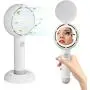 Mini Handheld Fan, Battery Operated Rechargeable Portable Fan with LED Light Makeup Mirror, Bladeless Small Personal Fan 3 Speeds Eyelash Fan for Women Girls Outdoor Travel (White) Mini Handheld Fan, Battery Operated Rechargeable Portable Fan with LED Light Makeup Mirror, Bladeless Small Personal Fan 3 Speeds Eyelash Fan for Women Girls Outdoor Travel (White)