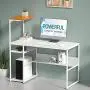 SINPAID White Computer Desk with 4-Tier Reversible Storage Shelves, 40 inch Large Home Office Laptop Study Writing Table Workstation, Modern Simple Desk with Bookshelf, Orange SINPAID White Computer Desk with 4-Tier Reversible Storage Shelves, 40 inch Large Home Office Laptop Study Writing Table Workstation, Modern Simple Desk with Bookshelf, Orange