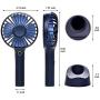 YIHUNION Mini Handheld Fan Portable, Hand held Personal Fan Rechargeable Battery Operated Powered Cooling Desktop Electric USB Fan with Fan Stand, 2500mAh Battery 4 Modes for Home Travel Outdoor（Blue)