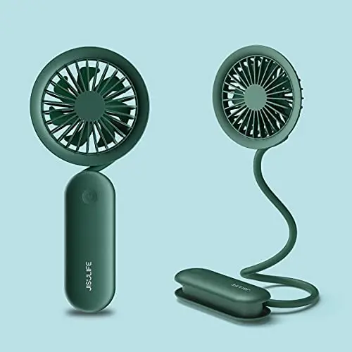 JISULIFE Mini Handheld Fan, Portable Baby Stroller Fan, Battery Powered Personal Hand Fan with Strong Wind, Night Light USB Rechargeable, Multifunctional Quiet Fan for Hand, Stroller, Desk - Green JISULIFE Mini Handheld Fan, Portable Baby Stroller Fan, Battery Powered Personal Hand Fan with Strong Wind, Night Light USB Rechargeable, Multifunctional Quiet Fan for Hand, Stroller, Desk - Green