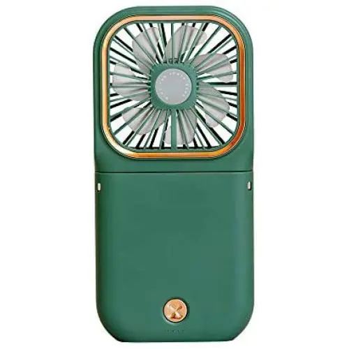 Mini Fan, Portable USB Rechargeable Folding Fan, Folding fan Has Three Gears Of Wind Speed, Folding Mobile Phone Bracket. 3000mAh Power Supply Provides Emergency Charging For The Device ( Green )