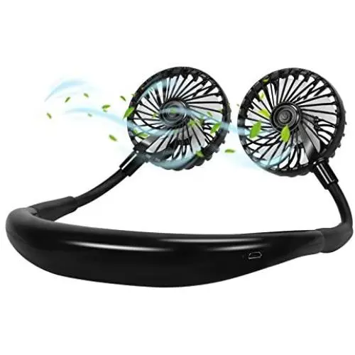 Neck Fan Wearable Personal Fans - 3 Speed Small Portable Fan with 7 LED Lights, Mini USB Neck Fans Portable Rechargeable, 360° Cooling Battery Operated Neck Fan for Sport Outdoor Table Office Black Neck Fan Wearable Personal Fans - 3 Speed Small Portable Fan with 7 LED Lights, Mini USB Neck Fans Portable Rechargeable, 360° Cooling Battery Operated Neck Fan for Sport Outdoor Table Office Black