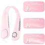 Personal Neck Fan, iHoven Portable Mini USB Bladeless Neck Fan, 20Hrs Play 9000mah Rechargeable Handfree Neckband Hanging Fans, No Curly Hair Wearable Necklace for Camping Hiking Outdoor Travel (Pink)