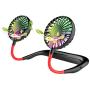Maxesla Portable Fan, Mini Neck Fan, Handsfree Small Fan 360°Rotation, USB Fan Rechargeable Cooling Fan, Personal Fan with Dual Wind Head 3 Speeds LED Light for Home Traveling Sport Outdoor, Black