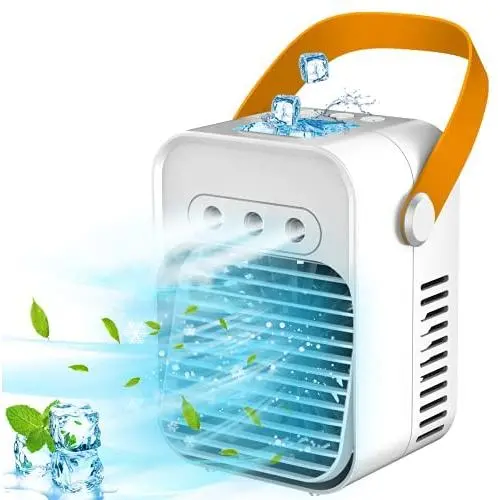 Portable Air Conditioner, Updated 3 in 1 Rechargeable Noiseless Evaporative Air Conditioner with LED Light/Humidifier, Air Cooler with Handle, Simply Modern Mini Air Conditioner Fan for Office Portable Air Conditioner, Updated 3 in 1 Rechargeable Noiseless Evaporative Air Conditioner with LED Light/Humidifier, Air Cooler with Handle, Simply Modern Mini Air Conditioner Fan for Office