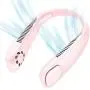 Personal Neck Fan, iHoven Portable Mini USB Bladeless Neck Fan, 20Hrs Play 9000mah Rechargeable Handfree Neckband Hanging Fans, No Curly Hair Wearable Necklace for Camping Hiking Outdoor Travel (Pink)