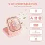 Portable Personal Fan Small Neck Fan for Women Mini Desk Fan USB Rechargeable Handheld Fan Used as a Power Bank and Phone Stand for Travel Indoor Outdoor (Pink)