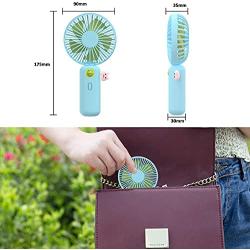 portable fan, handheld mini fan rechargeable, 3 adjustable speed portable mister for outdoors, Personal fan of exquisite fashion for travel, outdoor hiking (blue)