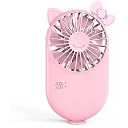 HR Mini Handheld Fan USB Rechargeable Small Personal Portable Fan, 3 Speed Adjustable Desk Table Fan with Base,Fan for Kids Women Men Home Office Indoor Outdoor Travelling (Pink)