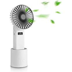 DEKOPRO Handheld Fan Portable Personal Fan Mini Hand Held Fan with USB Rechargeable Battery, Personal Desk Table Fan with Base, Chargeable Fan Oscillating Fan 5 Modes for Home Office Travel Outdoor