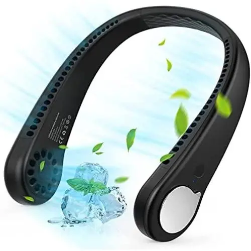 Portable Neck Fan, Wearable Personal Fan, Leafless, Rechargeable, Headphone Design, USB Powered Desk Fan,3 Speeds (Black) Portable Neck Fan, Wearable Personal Fan, Leafless, Rechargeable, Headphone Design, USB Powered Desk Fan,3 Speeds (Black)