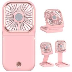 Ecesia Foldable Handheld Mini Stand Fan Powerful Small Personal Portable Lightweight Handy Fan with Power Bank Strong Wind USB Rechargeable Cooling for Kids Girls Woman Home Outdoor Travel (Pink)