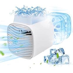 Portable Outdoor Air Conditioner Fan, Evaporative Air Cooler Fan Super Quiet Ice Fan with Led Light 3 Speeds Humidifier Double Ice Box for Home Office Dorm Camping Tent