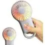 Hido Mini Handle Fan Battery Operate, Rechargeable Carabiner USB Mini Fan with Colorful Light, Portable Mini Handle Fan, Handle Fan Portable With Illumination for Camping Traveling Household, White