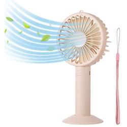 USB Mini Handheld Fan Portable, XUNMEJ Hand Held Personal Small Fan Rechargeable 2000mAh Battery Operated Powered Cooling Desktop Fan with Fan Base 3 Modes for Home Travel Disney Dry Eyelash, Pink